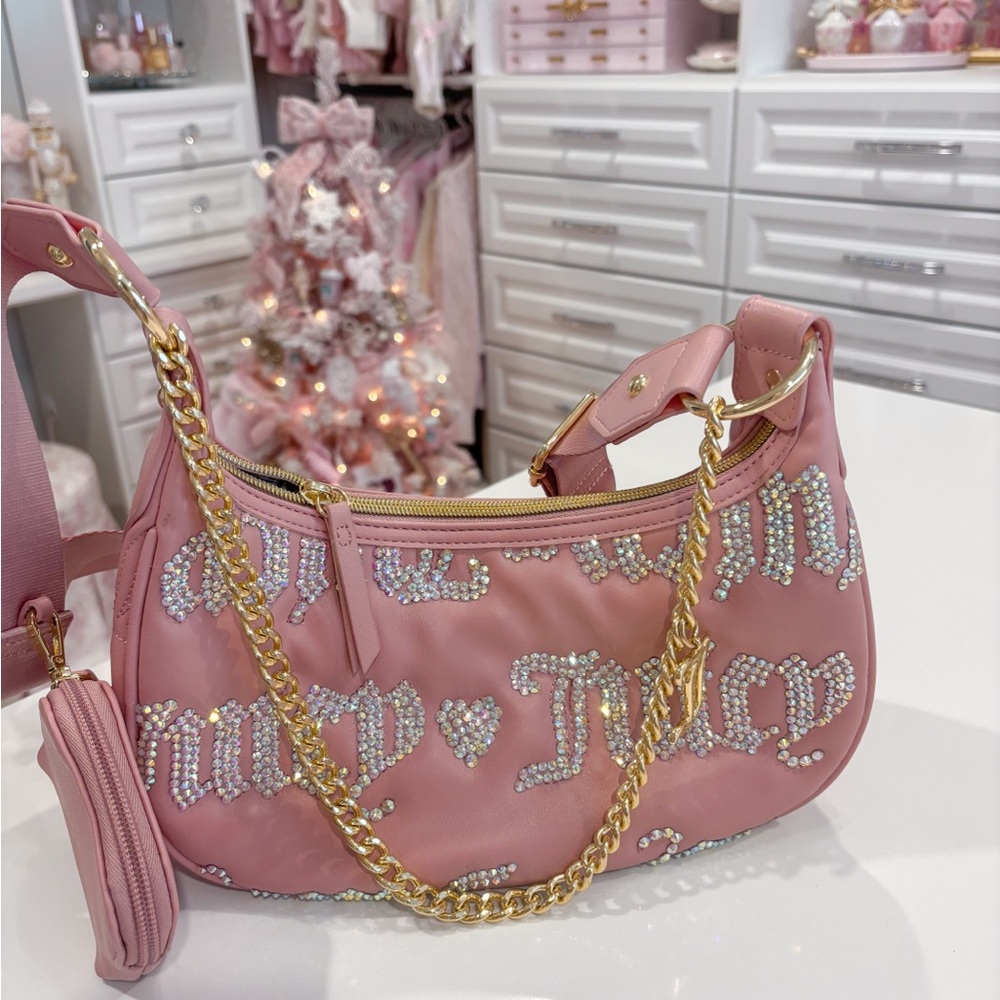Juicy Couture Pink Shoulder Bag with Gold Chain